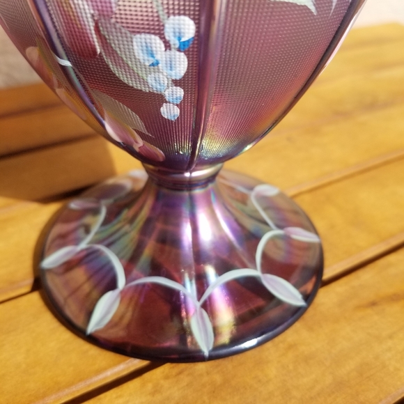 Fenton Art Glass Plum Wisteria Basket 75th Diamond Jubilee Collection Vintage - Picture 13 of 14